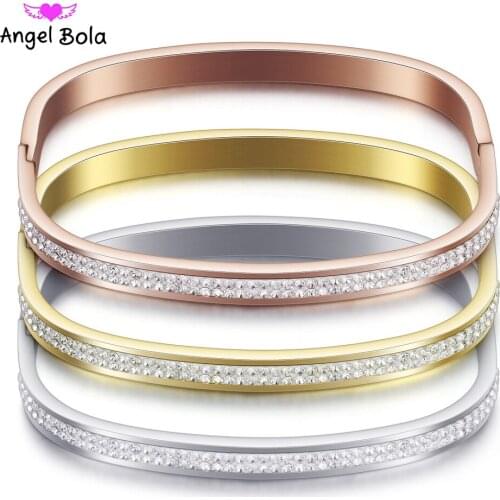 Sale 2018 1PC Fashion Hot Sale Popular Bracelet for Women Crystal Stainless Steel Shine Wedding Bridal Gift With AAA CZ