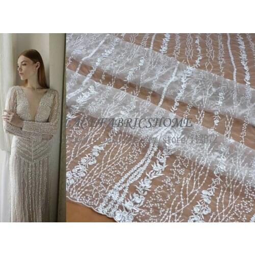 La Belleza On sale new fashion bridal style lace fabric off white/beige/pink/gray wedding/evening dress lace fabric