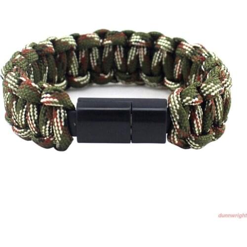 Outdoor Braided Camouflage Micro USB Type C Charge Cable Bracelet Charger Data Cable Cord For iPhone 6 X 11 Pro Samsung S8 cable