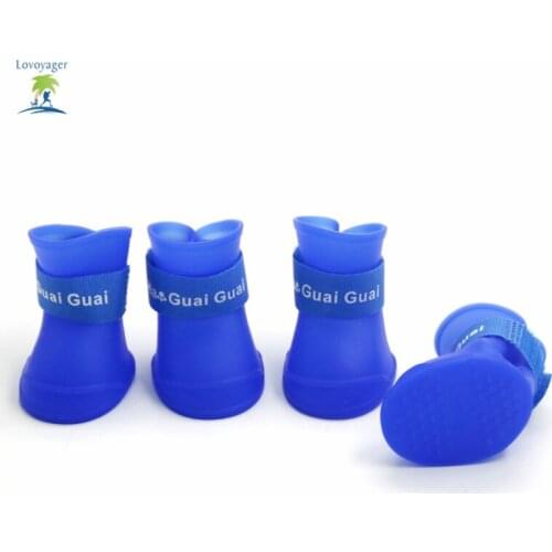 Pet Dog Rain Shoes Waterproof Candy Colors Shoes Dogs Rubber Rain Boots Free Shipping