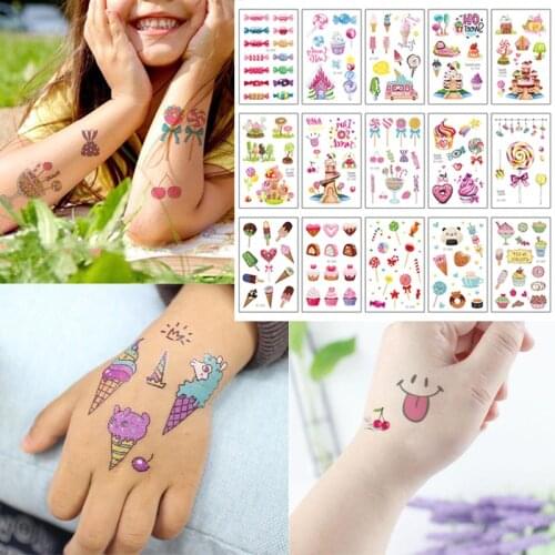 15PC Child Cartoon Temporary Tattoos Sticker Water Transfer Fake Tattoo Sticker Candy Sweet Castle Body Art Tatto Boy Girl Tatoo