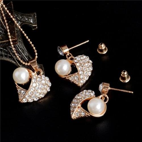 Hot Imitation Pearl Wedding Necklace Earring Sets Bridal Jewelry Sets for Women Elegant Party Gift Fashion Costume