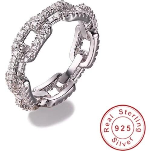 Luxury Jewelry Chain Style 100% Real Soild 925 sterling Silver ring AAAAA Zircon Wedding Band Rings For Women men Gift