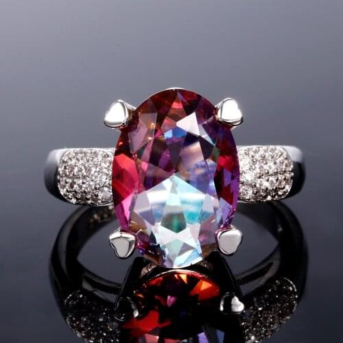 New Fashion Colorful Gemstone Rings Hot Sale Sterling Silver 925 Jewelry Ring For Women Topaz Wedding Rings Size 6 7 8 9 10