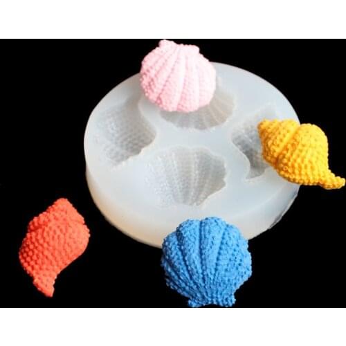 1PC Multi-faceted Shell Conch Mirror Epoxy Silicone Abrasive Simulation Shell Crafts Decoration Mold Chocolate Cake Baking Tool