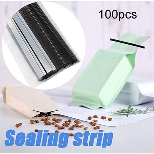 100 Peel and Stick Tin Ties, Wire Bendable, Coffee Bag Ties Sealing Bead of Baked Food Bag 5.5 inch-Black