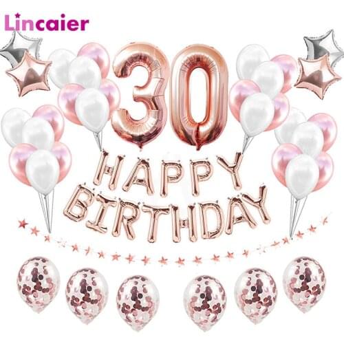 38pcs Number 30 Birthday Balloons Happy Birthday 30th Years Old Man Woman Party Decorations Thirty Anniversary Supplies