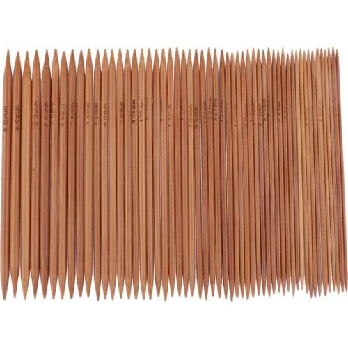 55 Pieces 2.0mm-5.0mm Double Pointed Carbonized Bamboo Knitting Needles Crochet Set