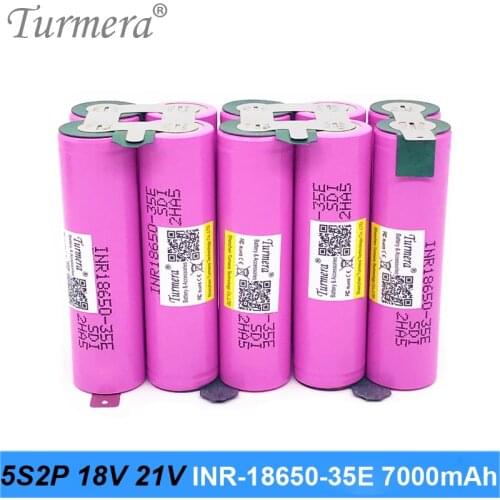 5S2P INR18650-35E 7000mAh 15A Soldering Battery 18V 21V 18650 Battery Pack for Screwdriver Battery Shura customized Turmera