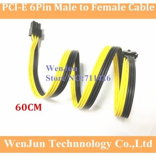 60CM PCI-E GPU 6Pin 2*3pin male to 6 pin Female Power extention Cable adapter cord 18AWG Seny by DHL/EMS
