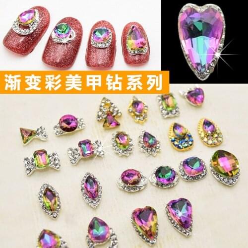 A6-1-24 24Designs 100PCS/Lot Aurora color Teardrop Rhinestone 2017 new style jewelry Crystal Glass Water Drop Strass Nail Art