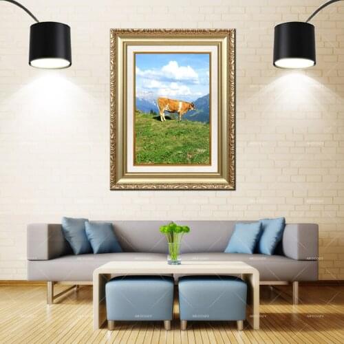 Artcozy Golden Frame Abstractdairy cow Waterproof Canvas Painting
