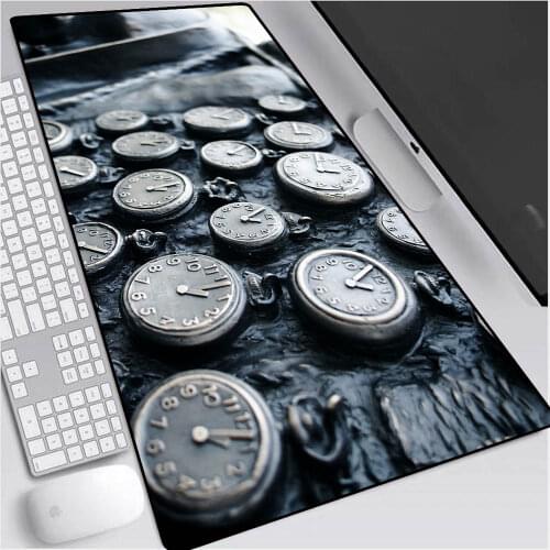 Large Gaming Mouse Pad Speed Black Lock Edge Animation Retro Gear Clock Dial HD Custom Office Computer Desk Mat Non-Slip Xxl