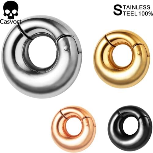 Casvort 2 PCS 316L Stainless Steel round Ear Plugs Tunnels Ear Weights Piercing body Jewelry