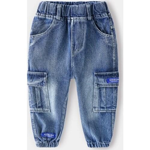 2020 Spring New Childrens Denim Pants Kids Boys Girls Casual Jeans Toddler Boys Cowboy Cargo Pants Kids Jeans Trousers 2-7 Year