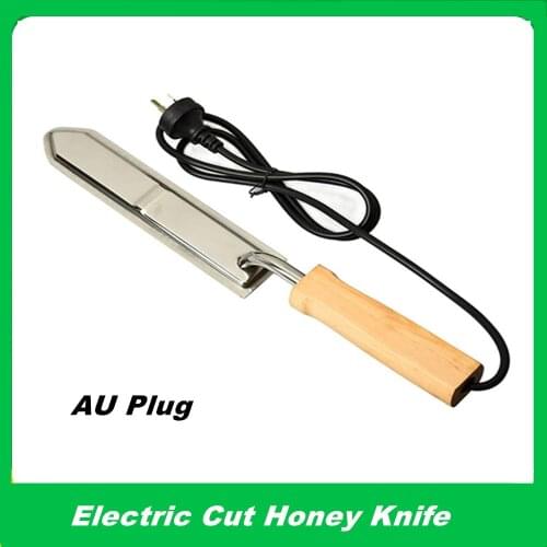 1 pcs EU Plug Electric Honey Knife Bee Beekeeping Equipment Cutting Knife Heating Handle Wooden Tools Stainless Steel Scraper