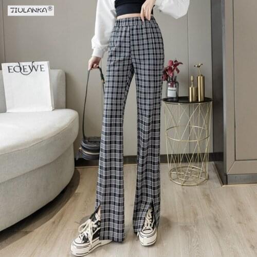 JIULANKA Women's Plaid Trousers