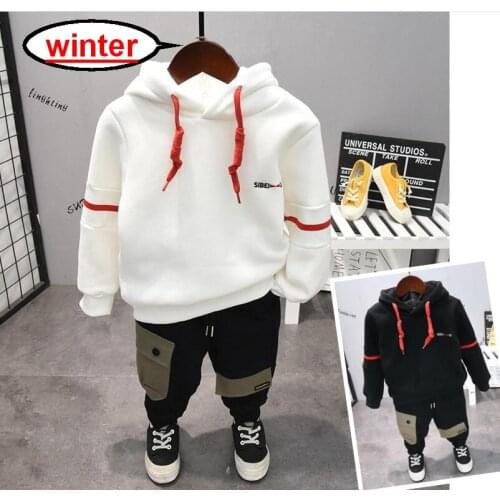 Boy Clothing Sets Winter Children Plush Velvet Hoodies + Thick Pants 2pcs Boys Set Kids Clothes Toddler Boy Outfits Sport Suits