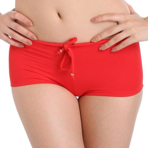 Red Beach Bikini Swim Bottom High End Nylon Quality Fully Lined Bikini Swimwear Drawstring Women Swim Boxer Panty