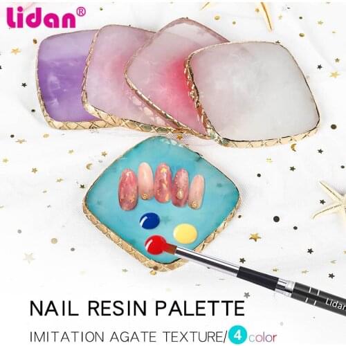 Square Resin Agate Nail Palette Display Board Tool Natural Resin Agate Color Gel Nail Polish Draw Holder Shelf Palette DIY Art
