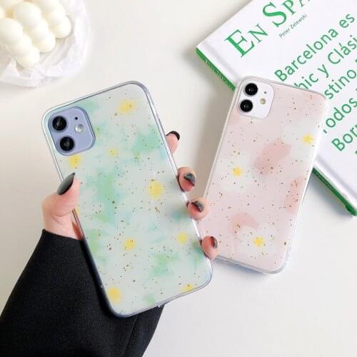 Summer Gold leaf abstract Watercolor flowers cute Phone case for iPhone 11 Pro Max XR X XS Max 7 8 6 6s Plus case silicone cover
