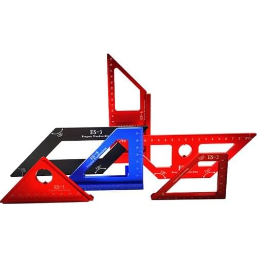 Woodworking Ruler Aluminum Alloy Square Layout Miter Triangle Ruler 45/90 Degree Scribe Ruler Carpentry Measuring Tools