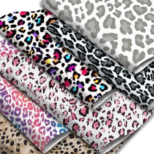 Animal Theme Faux Leather Sheets Leopard Pattern Printed Synthetic Leather Fabric Roll for DIY Earrings Hair Bows Handbag