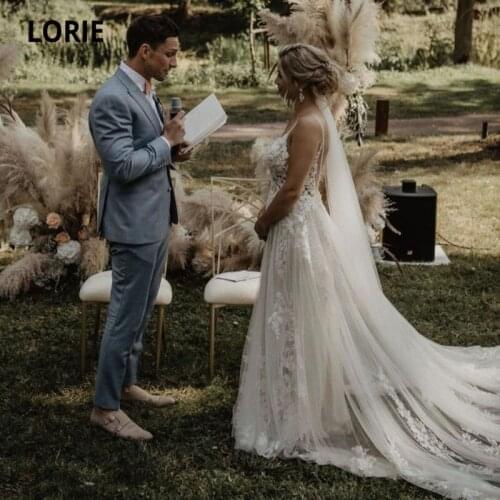 LORIE Romantic Wedding Dresses Boho Wedding Gown Spaghetti Staps Boho Bridal Dress 2021 sukienka na wesele