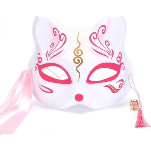 Japanese Painted Fox Cat Mask Half Face Antique Style Two-dimensional Firefly Forest Animation Net Red Halloween Props