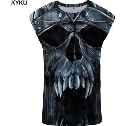 KYKU Brand Skull Tank Top Men Punk Ftness Clothing Hip Hop Singlet Gothic Vest Rock Undershirt Mens Bodybuilding