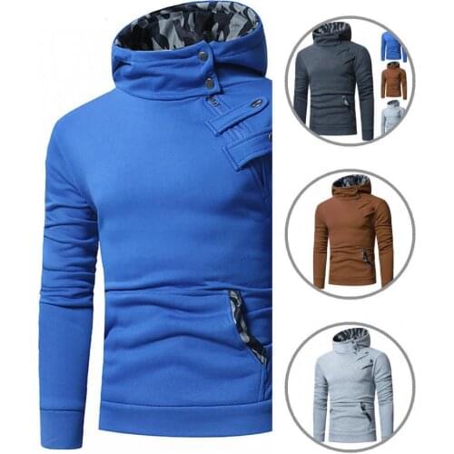 Camouflage Stitching mens long sleeve Casual Turtleneck Casual Male Hooded Top for Daily Wear sweatshirts