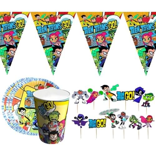 Game Teen Titans Go birthday party Disposable decorations Party Tableware Set Paper Cups paper plates kids party supplies