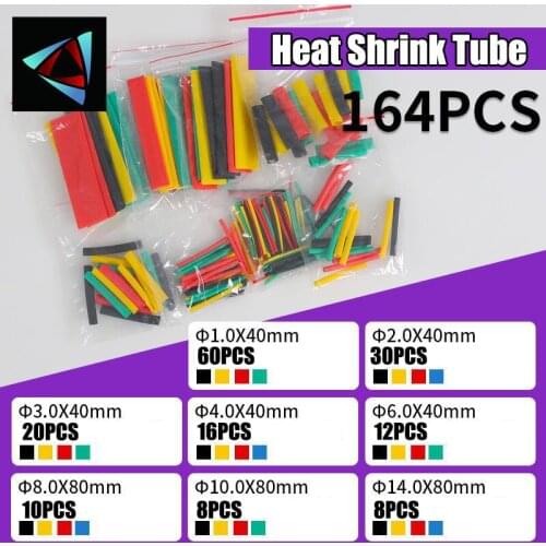 164pcs 132pcs Heat Shrink Tube Kit Shrinking Assorted Polyolefin Insulation Sleeving Heat Shrink Tubing Wire Cable 8 Sizes 2:1 s