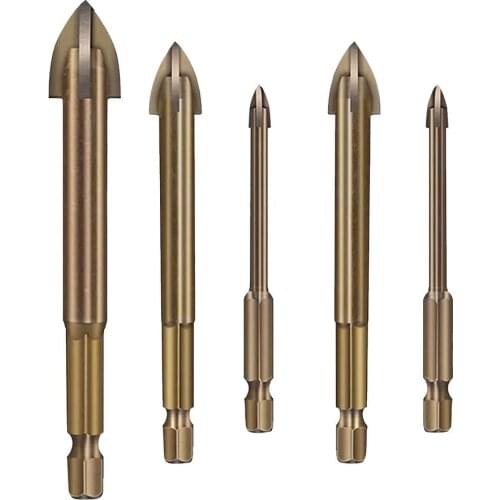 Universal Cross Alloy Drill Bit Set Cross Hex Tile Bits Glass Ceramic Concrete Hole Opener Brick Hard Triangle Drill Tool Kit