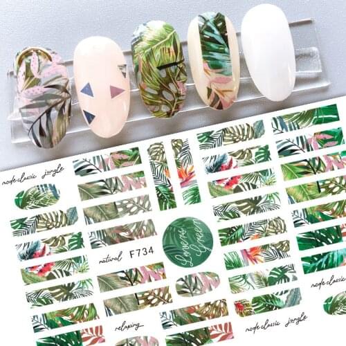 Nails Sticker Nail Art Decorations Flowers Leaves Decals Green Simple Summer DIY Slider Foil Manicures Wraps