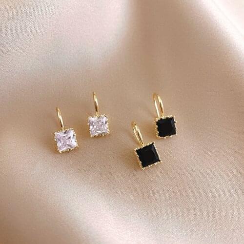 New Fashion Simple Black White Zircon Dangle Earrings for Women Jewelry Gifts