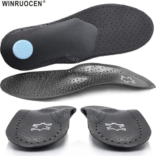 More favorable Premium Leather Orthotic insole for Flat foot Shoe Insoles Arch Support orthopedic Pad for Correct OX Leg