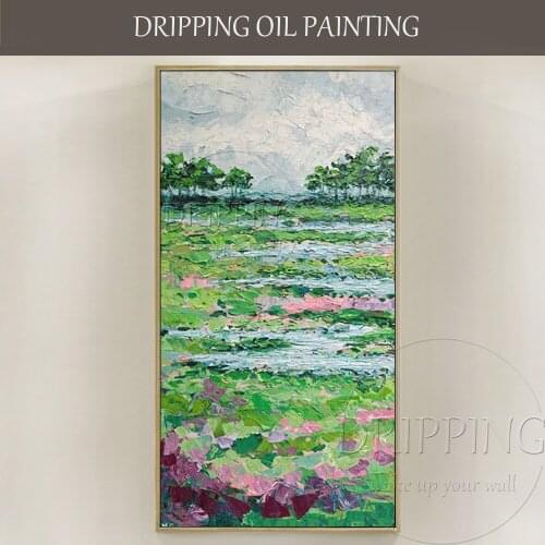 Excellent Painter Team Supply High Quality Abstract Landscape Picture Abstract Sky and Lake Oil Painting Abstract Wall Art