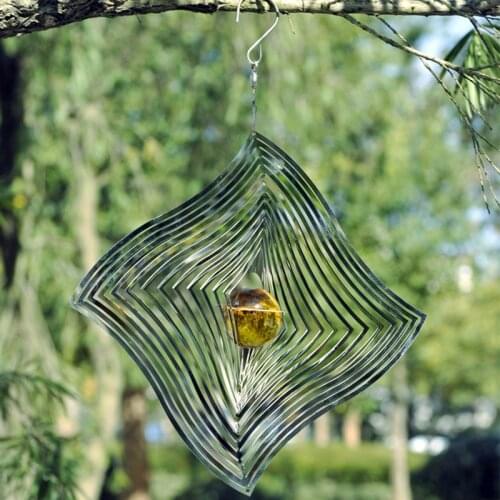 Stainless Steel Mirror Metal Wind Rotary Hanging Decoration 3D Wind Chimes Pendant Home Garden Wind Spinner Yard Decoration