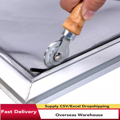 1Pc Wooden Handle And Steel Wheels Rolling Tool For Double Window Installation Hand Spline Roller Household Durable Screen Door