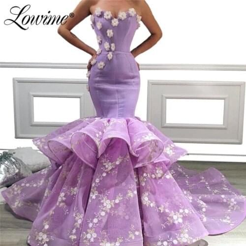 Mermaid Evening Dress Arabic Dubai Pageant Prom Dresses With Handmade Flower 2019 Custom Made African Party Gowns Vestidos Sexy
