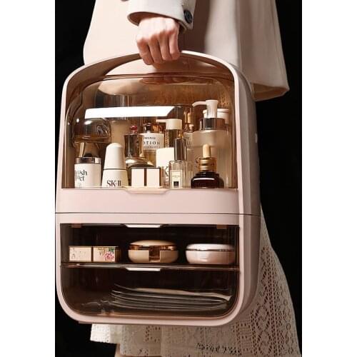 Net red cosmetics storage box desktop dustproof household dressing table skin care products storage box desktop finishing box