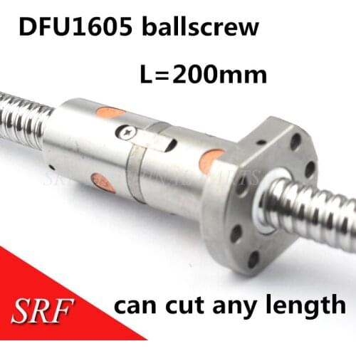 Ballscrew Rolled DFU1605 200mm 1605 Ball Screw Double Ballnut For CNC Part
