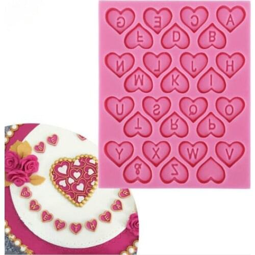Fondant Silicone Cake Mold Decorating Tools Sweet Heart English Letter Alphabet Chocolate Cupcake Cooking Tools Soap Candy A483