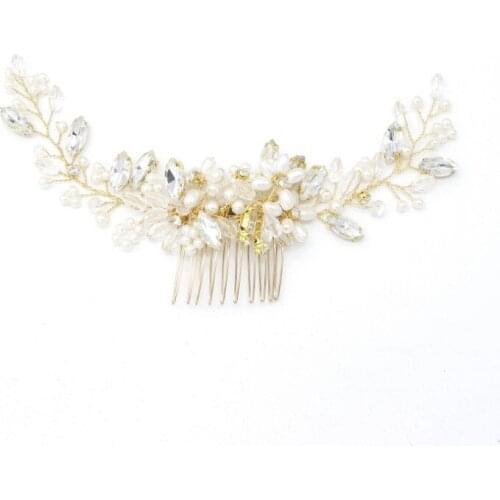 Bridal Hair Accessories Tiara Wedding Hair Comb Clip Flower Women Wedding Hair Jewelry Headband Pearl Rhinestone Bride Headpiece