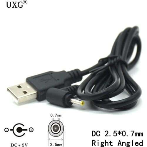 USB to DC 2.5 mm/0.7 mm 5 Volt DC Barrel Jack Power charge Cable 1m Elbow 90 Right Angle Design DC power plug USB CABLE White