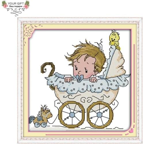 Your Gift RA018 Counted and Stamped Home Decor Baby On The Babys Car Needlework Needlepoint Cross Stitch kits