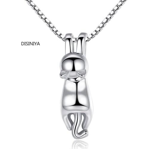 High Quality Smooth 925 Sterling Silver Lovely Cat Long Tail Necklaces & Pendants S925 Fine Jewelry SCN032