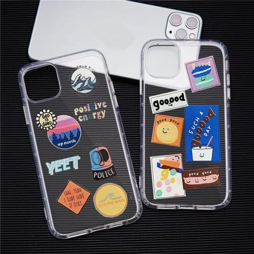 GYKZ Funny Art Label Clear Phone Case For iPhone X 11 Pro XS MAX 7 SE 2020 XR 8 6s Plus Cartoon Food Shockproof TPU Cover Fundas