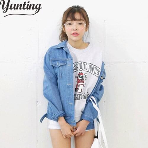 2021 New Jeans Jacket Women Casual BF Style Pockets Long Sleeve Loose denim jacket Fashion Single Breasted Female Jacket